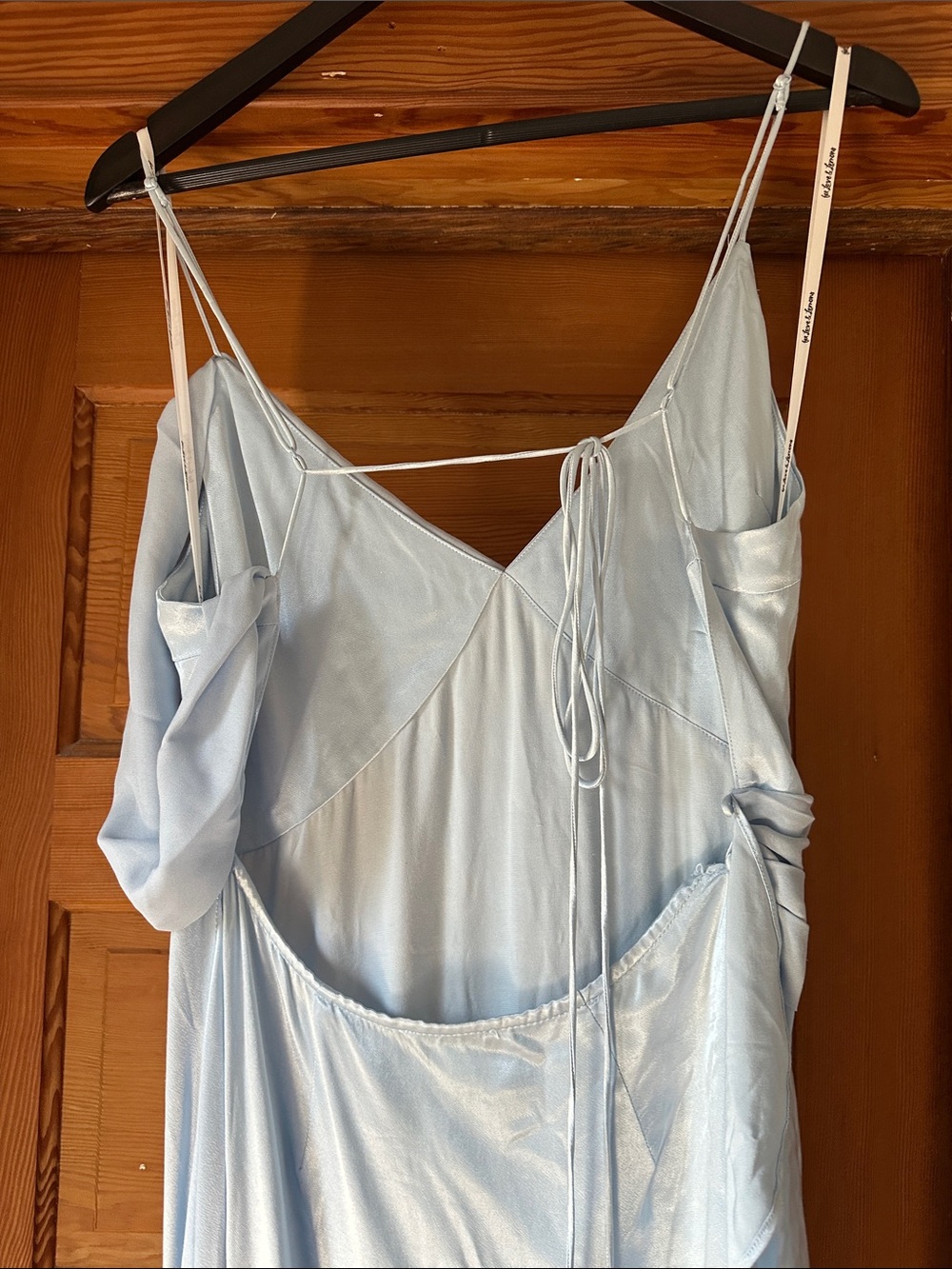 For Love & Lemons James Maxi Light Blue High-Low Spaghetti-Strap Evening Dress - Picture 4 of 5